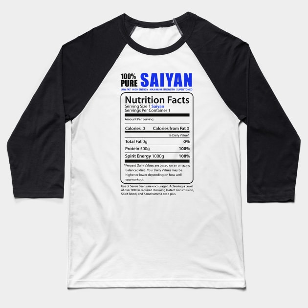 100% Pure Saiyan - Blue Baseball T-Shirt by hybridgothica